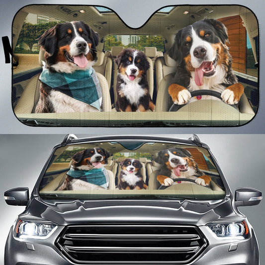 Joycorners DRIVING BERNESE MOUNTAIN DOG All Over Printed 3D Sun Shade