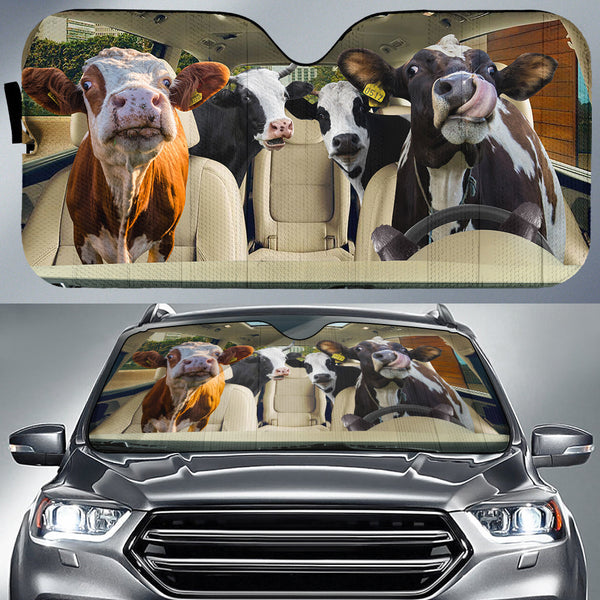 Joycorners Driving Holstein Cattle All Over Printed 3D Sun Shade