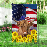 Joycorners Patriotic Highland Cattle U.S Flag All Printed 3D Flag