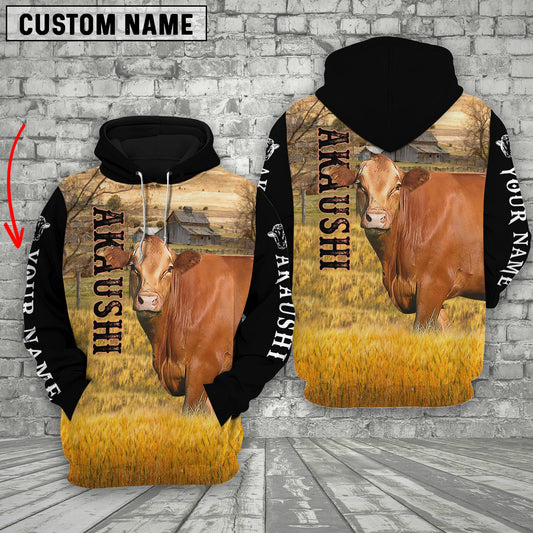 Joycorners Personalized Name Akaushi On The Farm 3D Hoodie