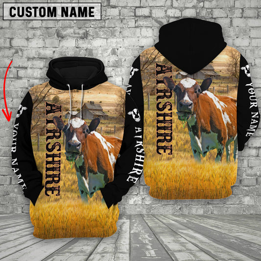 Joycorners Personalized Name Ayrshire Cattle 3D Hoodie
