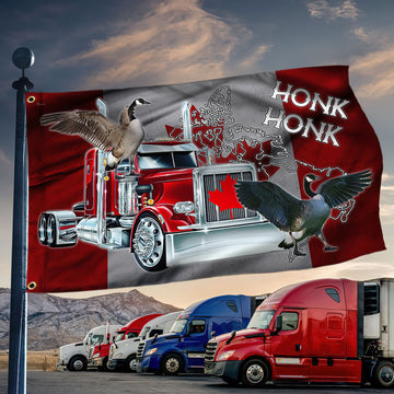 Joycorners Truck. Freedom Convoy 2022. Truckers For Freedom. Mandate Freedom Canada Bird Honk Honk Grommet Flag 3D All Over Printed