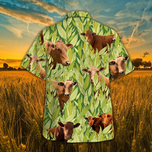 Joycorners Cow In Green Corn Field All Over Printed 3D Hawaiian Shirt