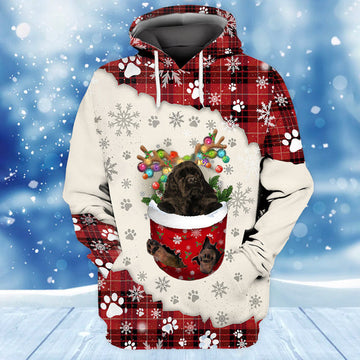 Joycorners Black American Cocker Spaniel In Snow Pocket Merry Christmas Unisex Hoodie