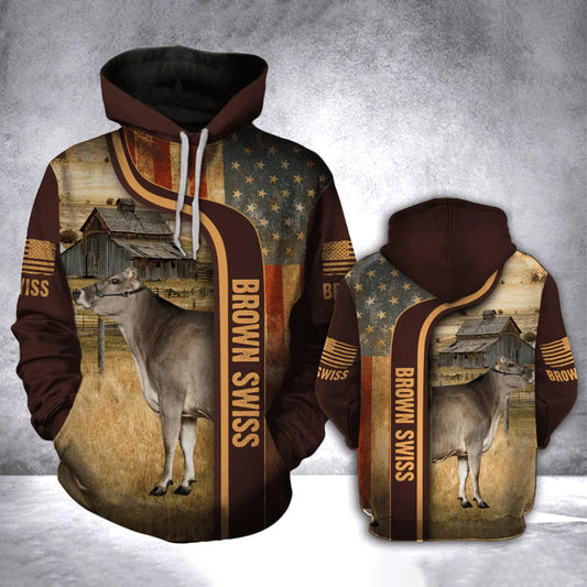 Joycorners BROWN SWISS All Over Printed 3D Hoodie