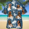 Joycorners Dachshund 3 Hawaiian Tropical Plants Pattern Blue And White All Over Printed 3D Hawaiian Shirt