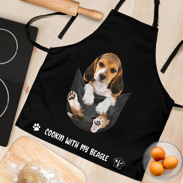 Joycorners Beagle Mountain In The Pocket Black All Over Printed 3D Apron