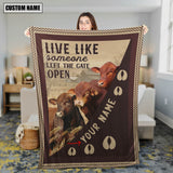 Joycorners Personalized Beefmaster Live Like Someone Left The Gate Open Blanket