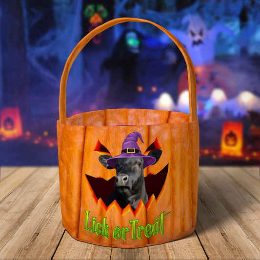 Joycorners Black Angus Cattle Lick or Treat Personalized Name Halloween Spooky Candy Basket