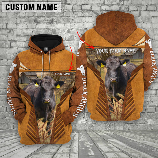 Joycorners Black Angus Cattle Custom Name Printed 3D Retro Hoodie