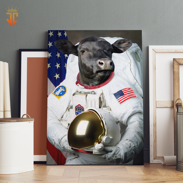 Joycorners Black Angus Astronaut Portrait Canvas