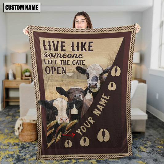 Joycorners Personalized Black Baldy Live Like Someone Left The Gate Open Blanket