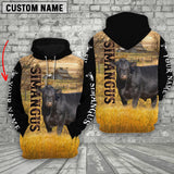 Joycorners Personalized Name Black Sim Angus Cattle On The Farm All Over Printed 3D Hoodie