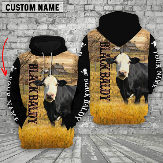 Joycorners Personalized Name Black Baldy Cattle On The Farm 3D Shirt