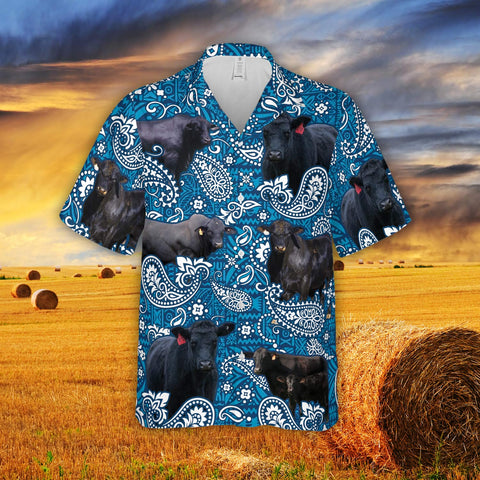Joycorners Paisley Pattern Black Angus All Over Printed 3D Hawaiian Shirt