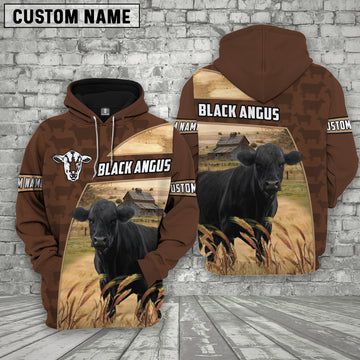 Joycorners Black angus Brown Farm Personalized 3D Hoodie