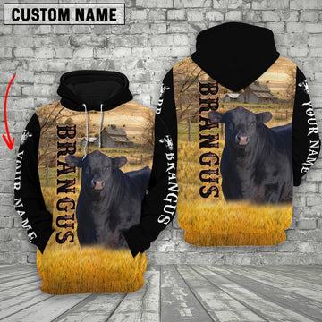 Joycorners Personalized Name Brangus Cattle On The Farm All Over Printed 3D Hoodie