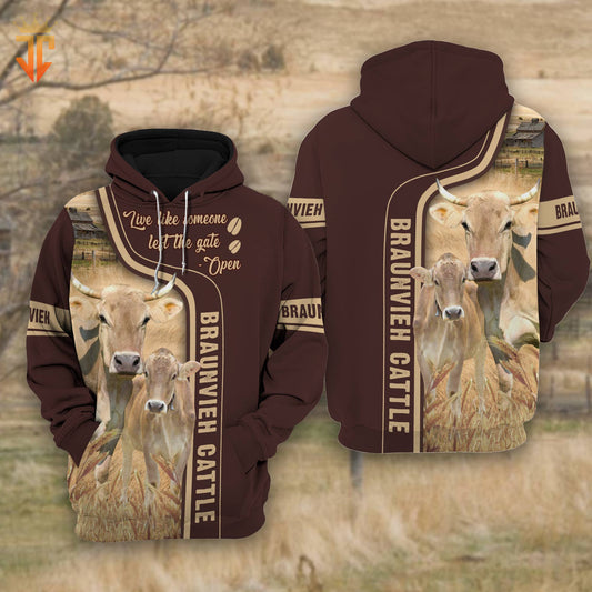 Joycorners Braunvieh Cattle Live Like Someone left the gate open Shirts
