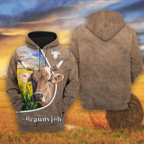 Joycorners Braunvieh On The Wheat Field All Over Printed 3D Shirts