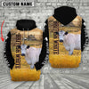Joycorners Personalized Name British White Park Cattle On The Farm All Over Printed 3D Hoodie