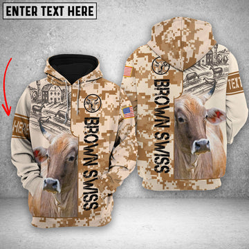 Joycorners Personalized Brown Swiss Brown Camo All Printed 3D Shirt