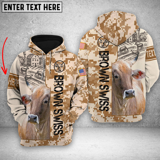 Joycorners Personalized Brown Swiss Brown Camo All Printed 3D Shirt