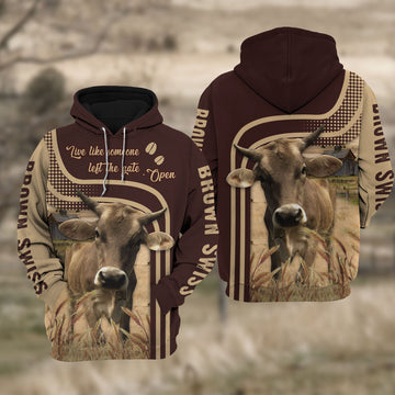 Joycorners Brown Swiss Cattle Live Like Some One Hoodie