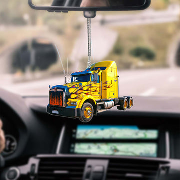 Joy Corners Black Fire And Yellow Truck Car Hanging Ornament