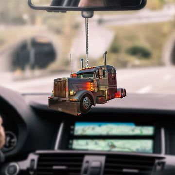 Joy Corners Orange Truck Car Hanging Ornament
