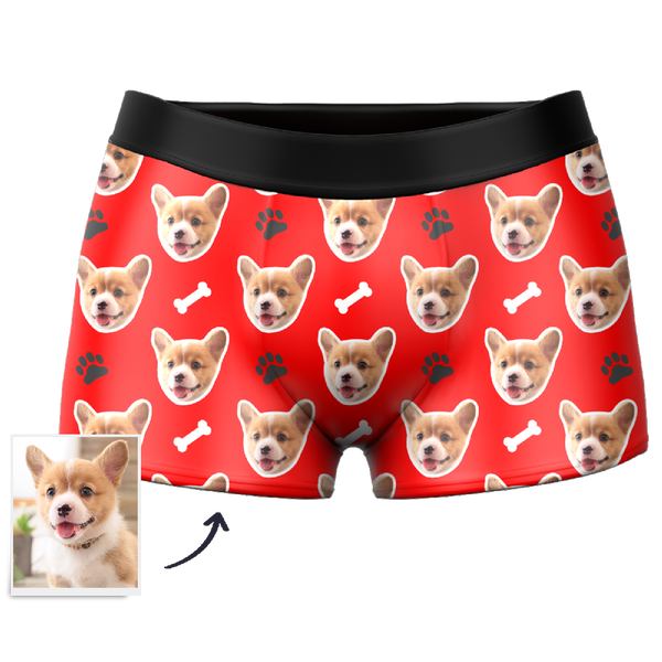 Joycorners Personalized Photo Face Dogprints And Bones All Over Printed 3D Man Boxer
