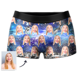 Joycorners Personalized Photo Face Galaxy Astronauts Satellite All Over Printed 3D Man Boxer