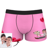 Joycorners Personalized Photo Couple Faces Bouquet Of Flowers Heart Balloon All Over Printed 3D Man Boxer