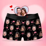 Joycorners Personalized Photo Couple Faces Flamingos Hearts All Over Printed 3D Man Boxer