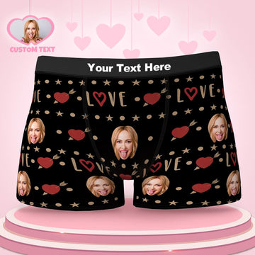 Joycorners Personalized Face Love All Over Printed 3D Man Boxer