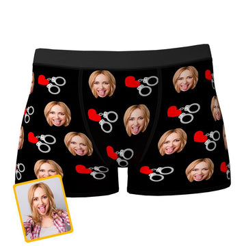 Joycorners Personalized Face Handcuffs Hearts All Over Printed 3D Man Boxer