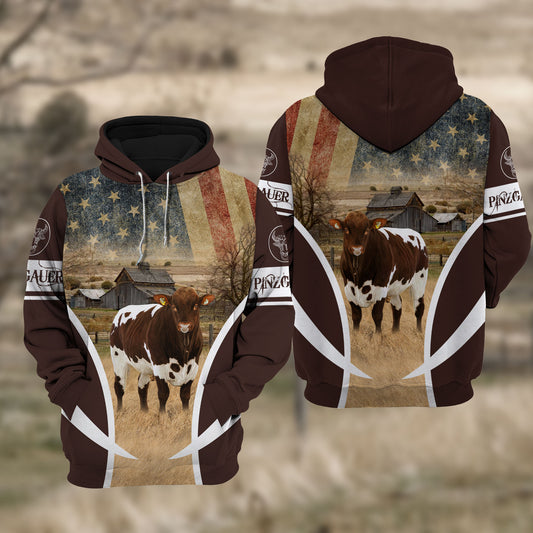 Joycorners Pinzgauer cattle On The Farm All Printed 3D Shirt