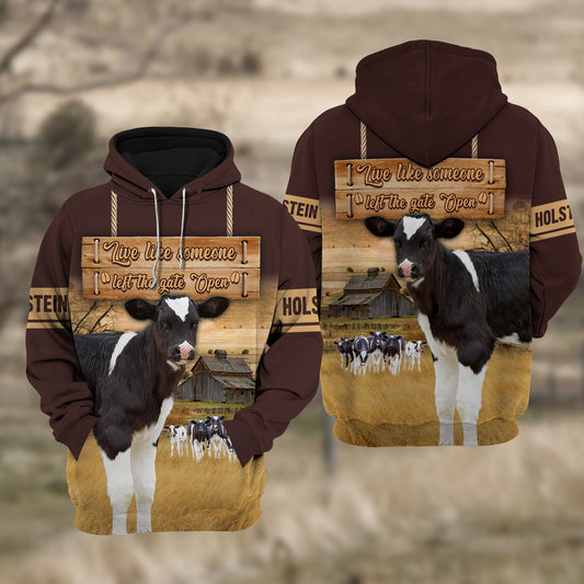 Joycorners Holstein calves Live like someone left the gate open All Printed 3D Shirt