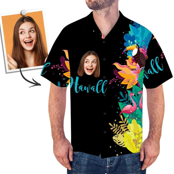 Joycorners Custom Photo and Custom Name Toucan And Flamingo All Over Printed 3D Hawaiian Shirt
