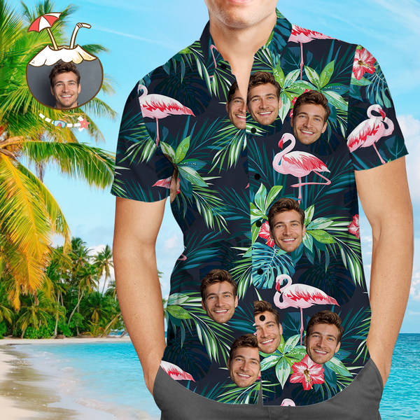 Joycorners Custom Photo Flamingos All Over Printed 3D Hawaiian Shirt