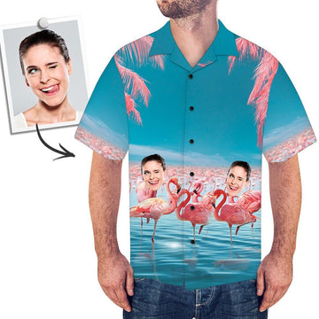 Joycorners Custom Photo Flamingos 7 All Over Printed 3D Hawaiian Shirt