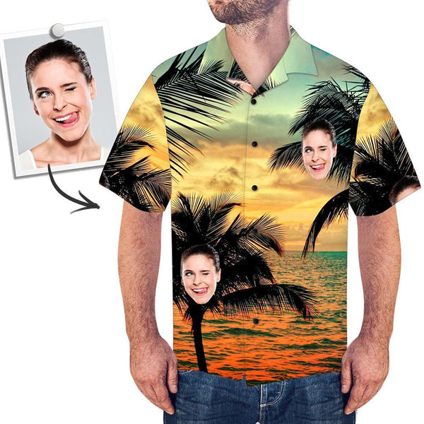 Joycorners Custom Photo Sunset Beach 2 All Over Printed 3D Hawaiian Shirt