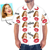 Joycorners Custom Photo Red Lips XOXO All Over Printed 3D Hawaiian Shirt