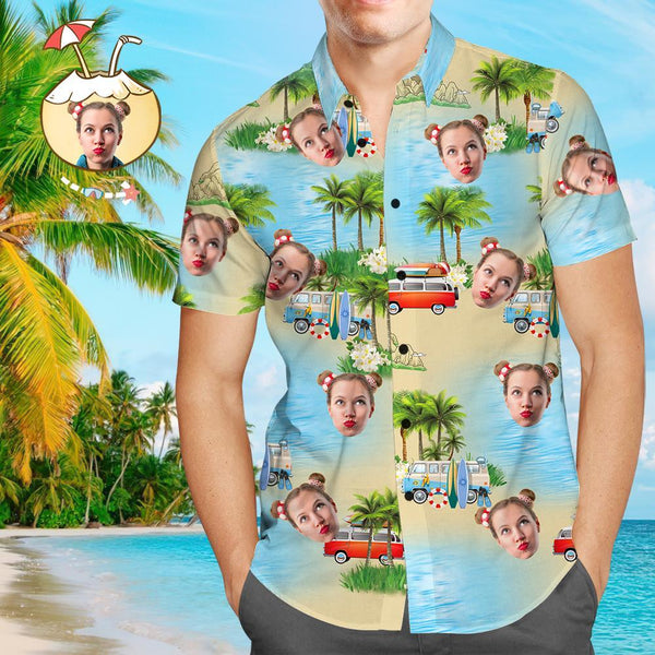 Joycorners Custom Photo Cars On The Beach All Over Printed 3D Hawaiian Shirt