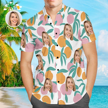 Joycorners Custom Photo Peach All Over Printed 3D Hawaiian Shirt