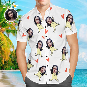 Joycorners Custom Photo Cute Body And Hearts All Over Printed 3D Hawaiian Shirt