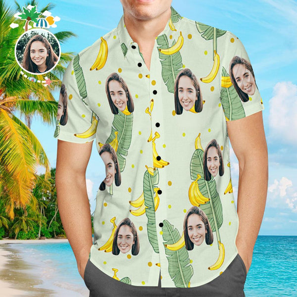 Joycorners Custom Photo Bananas And Leaves All Over Printed 3D Hawaiian Shirt