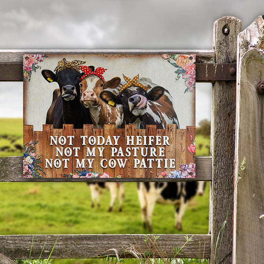 Joycorners Cattle Farm Not Today Heifer Not My Pasture Not My Cow Pattie All Printed 3D Metal Sign