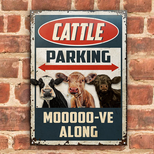 Joycorners Cattle Farm Cattle Parking Mooooo-ve Along All Printed 3D Metal Sign