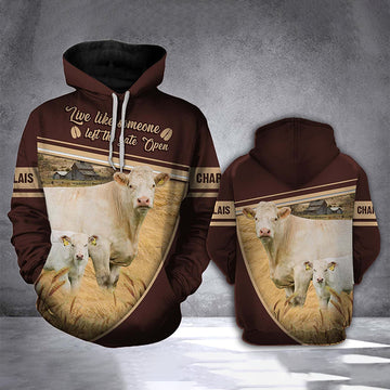 Joycorners Charolais Cattle All Over Printed 3D Hoodie