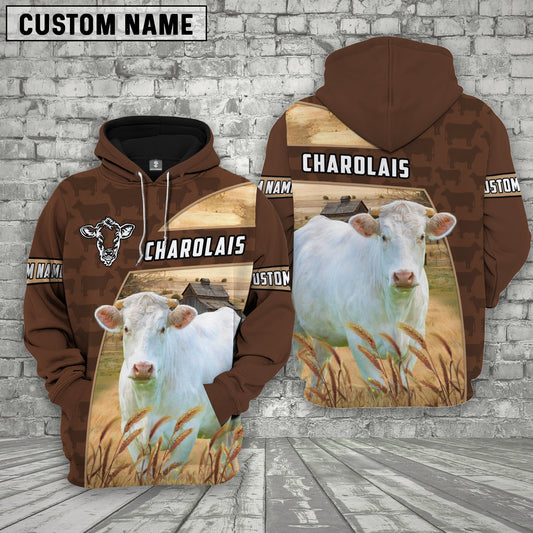 Joycorners Charolais Brown Farm Personalized 3D Hoodie